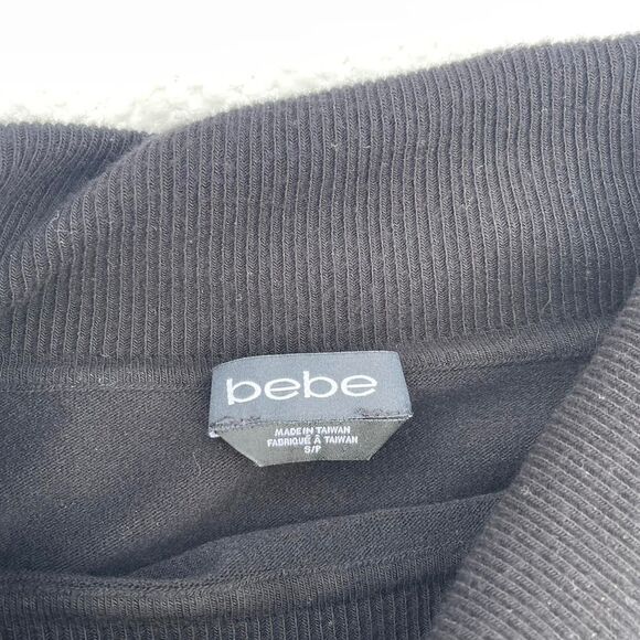 BEBE BLACK & WHITE STRIPED SWEATER DRESS - Picture 4 of 5